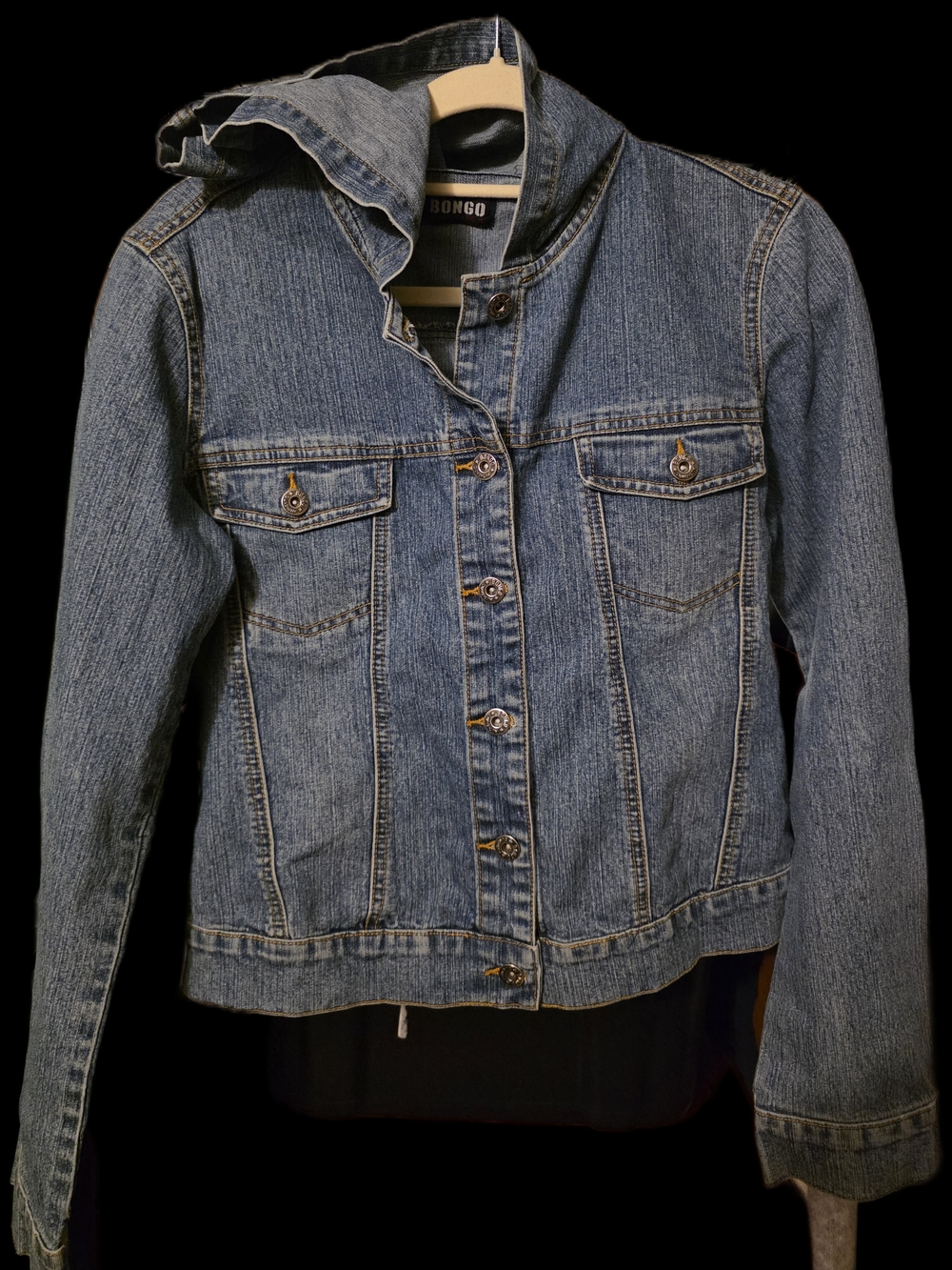 Bongo Women's Classic Blue Denim Jacket W/hood